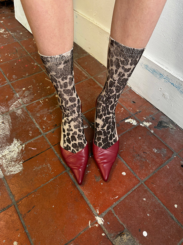 MAUDIE ANKLE SOCKS in LEOPARD