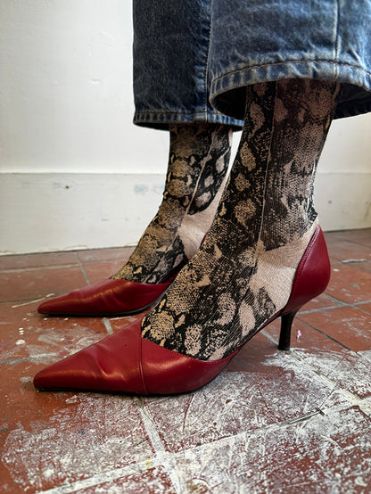 MAUDIE ANKLE SOCKS in BLACK SNAKE
