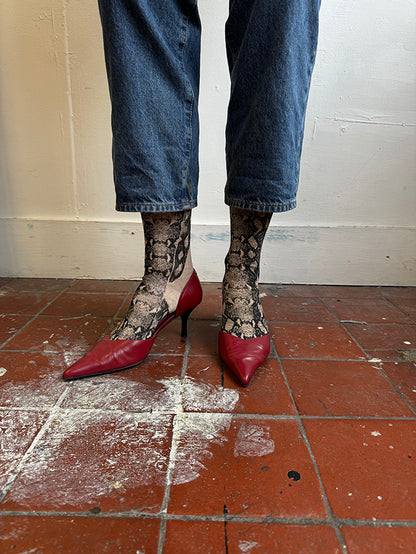 MAUDIE ANKLE SOCKS in BLACK SNAKE